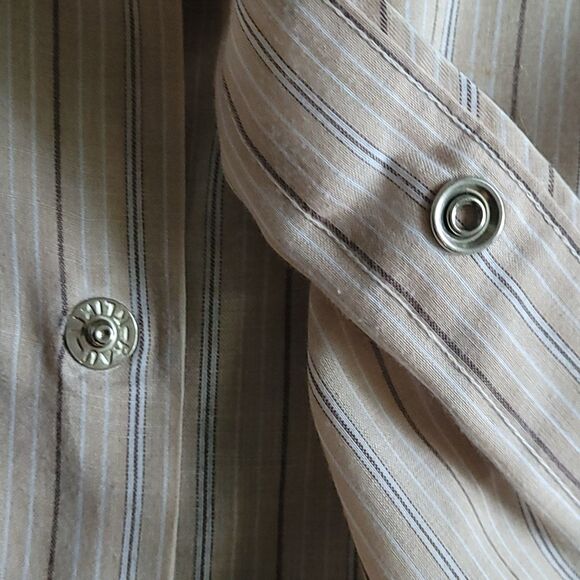 Rancher Westernwear Shirt 4XL Tall Man Snap Brown Stripe Short Sleeve Vintage - Picture 15 of 16